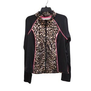 Hard Candy Jacket Women's Size XL Animal Print Activewear Long Sleeve Zip
